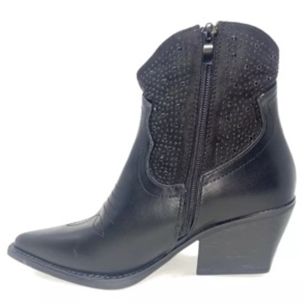 TOP MODA Elk-66 Women's Boots Western Zipper Ankle Heel Bootie Black Size 5.5